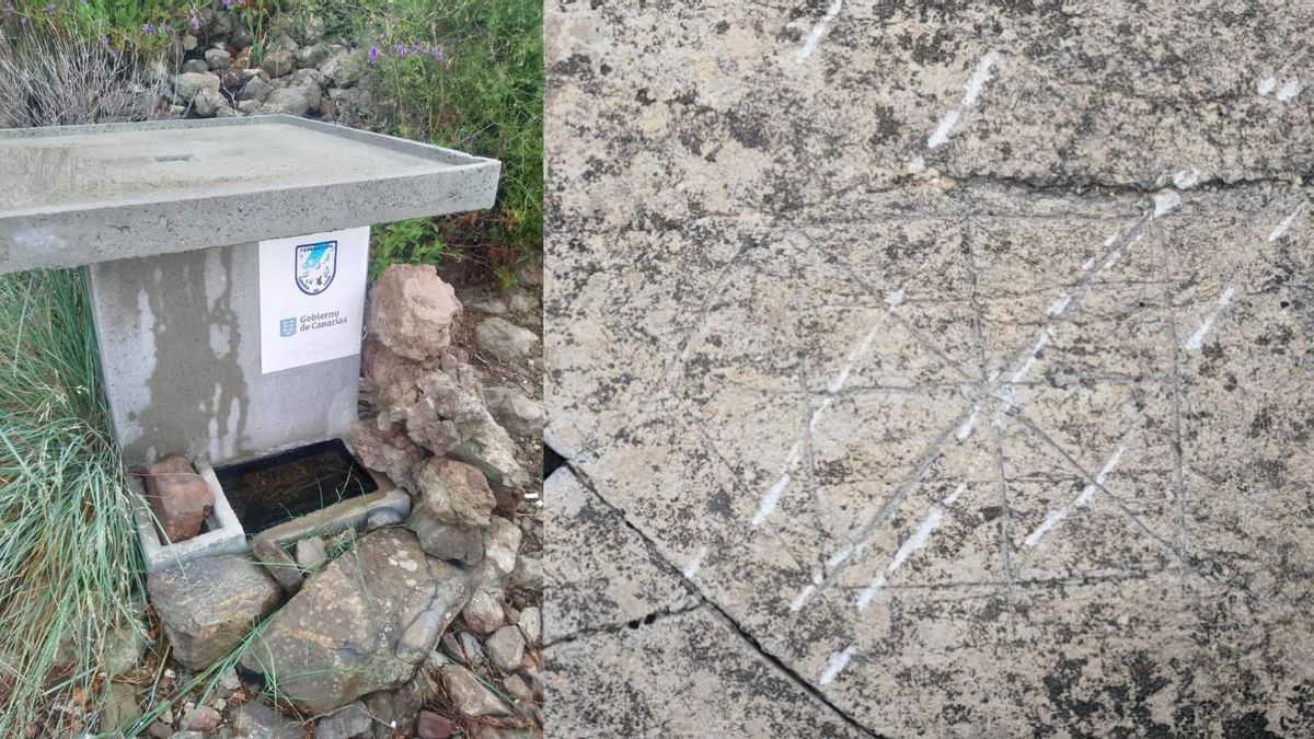 El Gobierno de Canarias destruye un grabado guanche al instalar un bebedero para animales