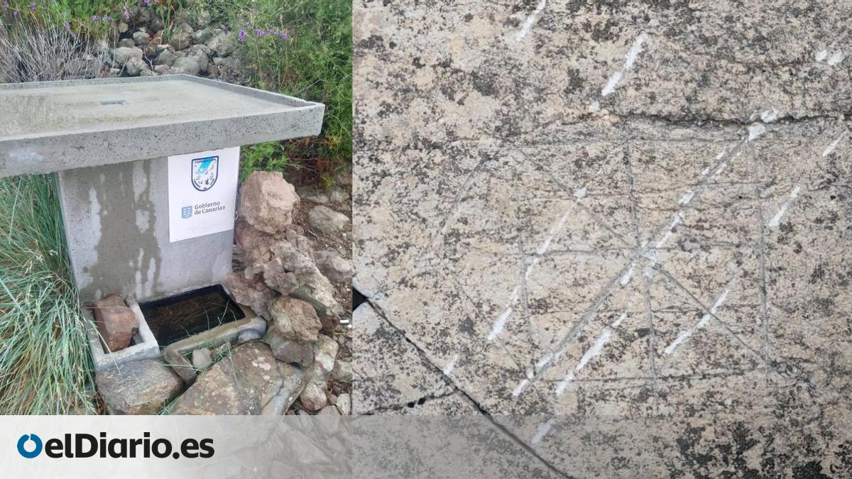 El Gobierno de Canarias destruye un grabado guanche al instalar un bebedero para animales