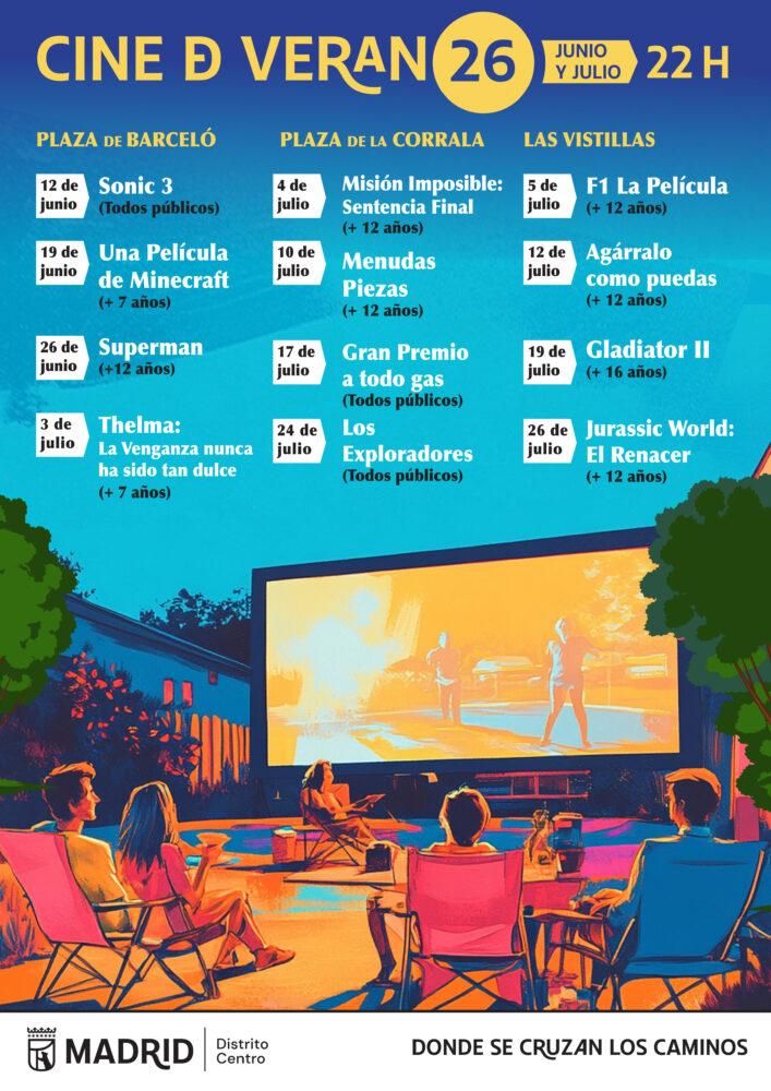 Cartelera del cine de verano del distrito Centro