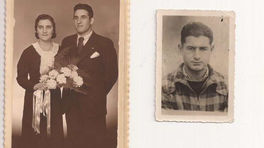 A la derecha, su tío materno, enterrado en el Valle de los Caídos, a la izquierda, junto a su esposa, su tío paterno, aún sin localizar