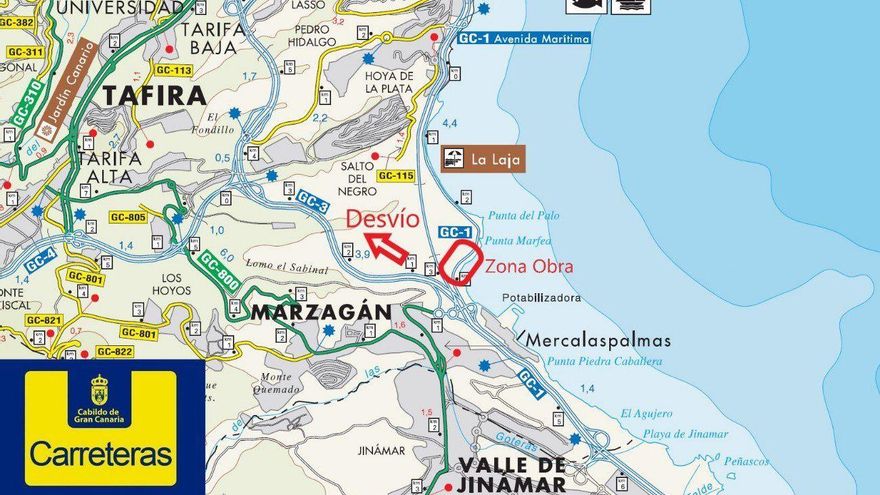 Cierre nocturno de un tramo de la GC-1 desde este sábado sentido Las Palmas de Gran Canaria