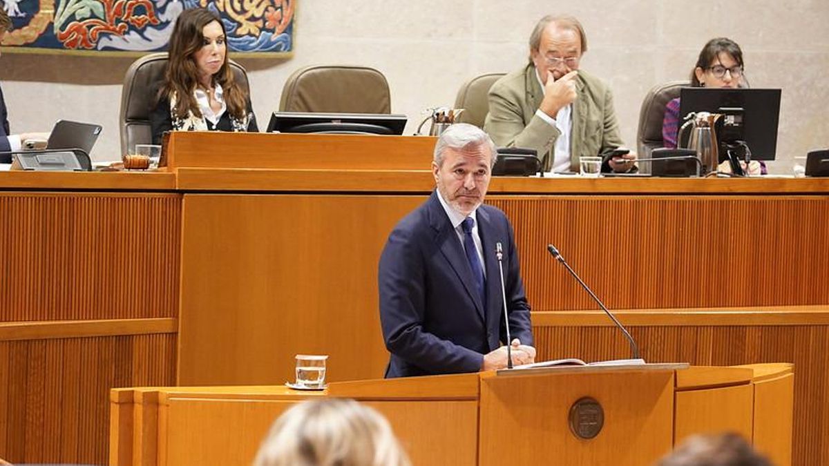 El presidente Azcón, en un momento del debate sobre el estado de la comunidad.