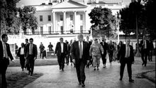 Donald Trump en el paseo que dio desde la Casa Blanca hasta una iglesia de Washington durante las manifestaciones por la muerte de George Floyd.