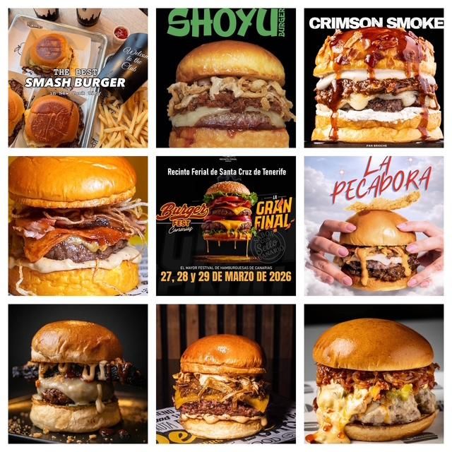 Las siete hamburguesas finalistas.