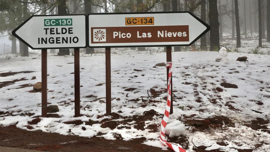 Nieve en la cumbre de Gran Canaria por la borrasca Celia