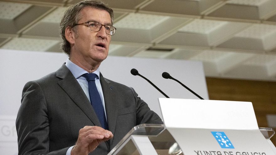 El presidente de la Xunta, Alberto Núñez Feijóo, en rueda de prensa.