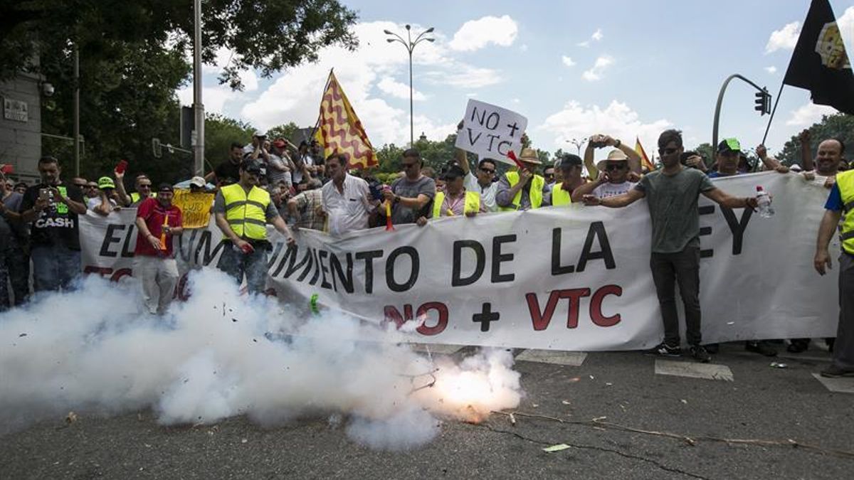 Protesta de taxistas.