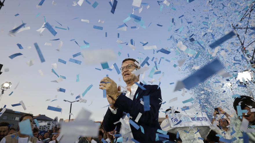 Acto de cierre de la campaña del candidato del PP el 23J, Alberto Núñez Feijóo, este viernes en A Coruña.