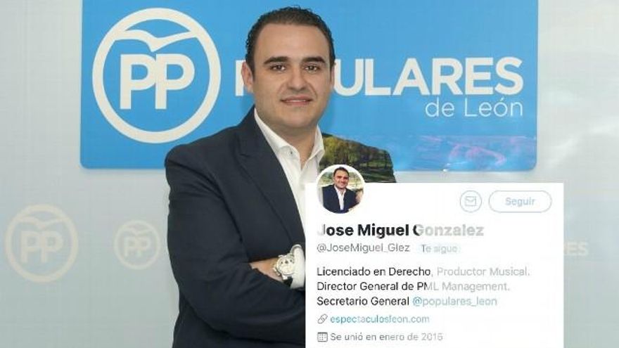 Imagen oficial delvdiputado electo por León, con un detalle de una de sus redes sociales detallando su currículum.