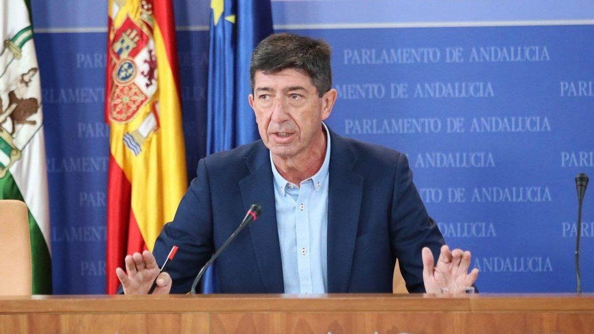 El vicepresidente de la Junta y coordinador de Cs en Andalucía, Juan Marín, en una rueda de prensa.