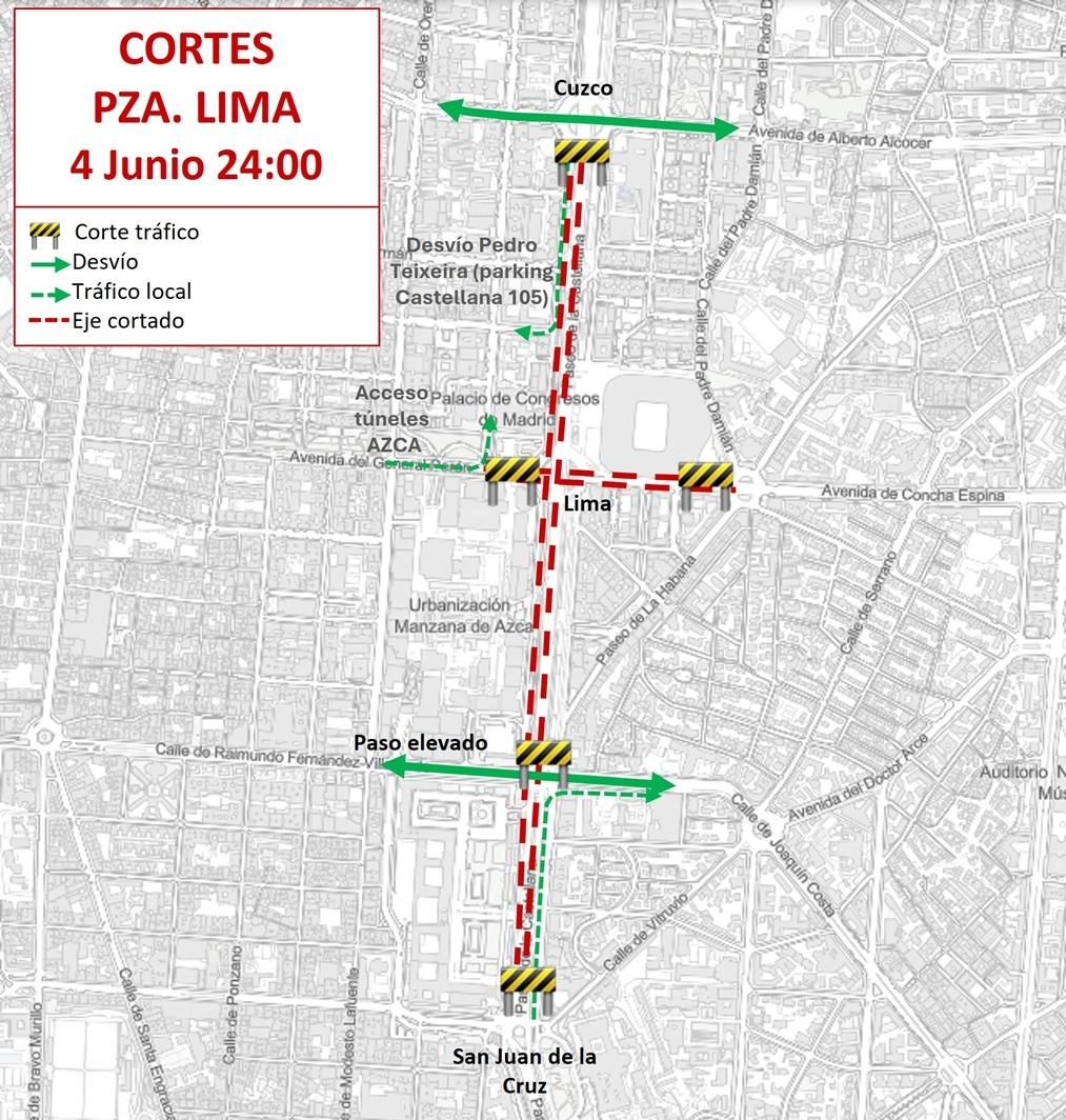 Corte adicional de la Castellana a partir del 4 de junio