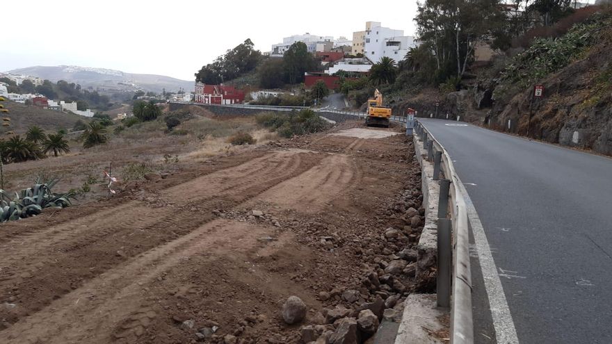 Obras en la carretera de Teror.