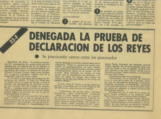 Texto sobre la investigación del 23F