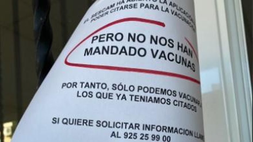 ¿Faltan vacunas en Castilla-La Mancha? Un centro de salud de Toledo dice que no tiene dosis para los usuarios con autocita