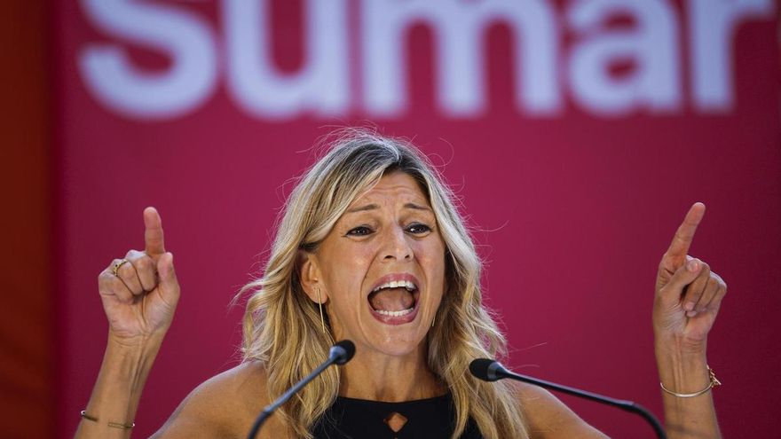 Yolanda Díaz en el acto de cierre de campaña de Sumar