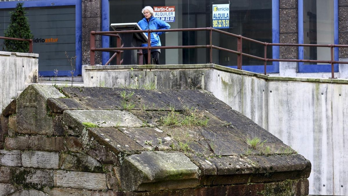 Un detalle del estado del tejado lleno de verdín.