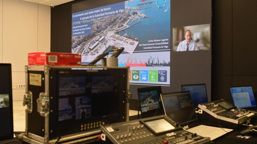 Carlos Botana, jefe del departamento de Sostenibilidad de la Autoridad Portuaria de Vigo, por videoconferencia.