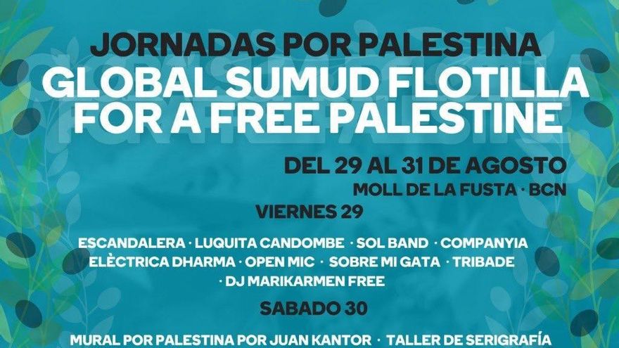 Jornadas culturales antes de la salida de la Global Sumud Flotilla en el Moll de la Fusta de Barcerlona