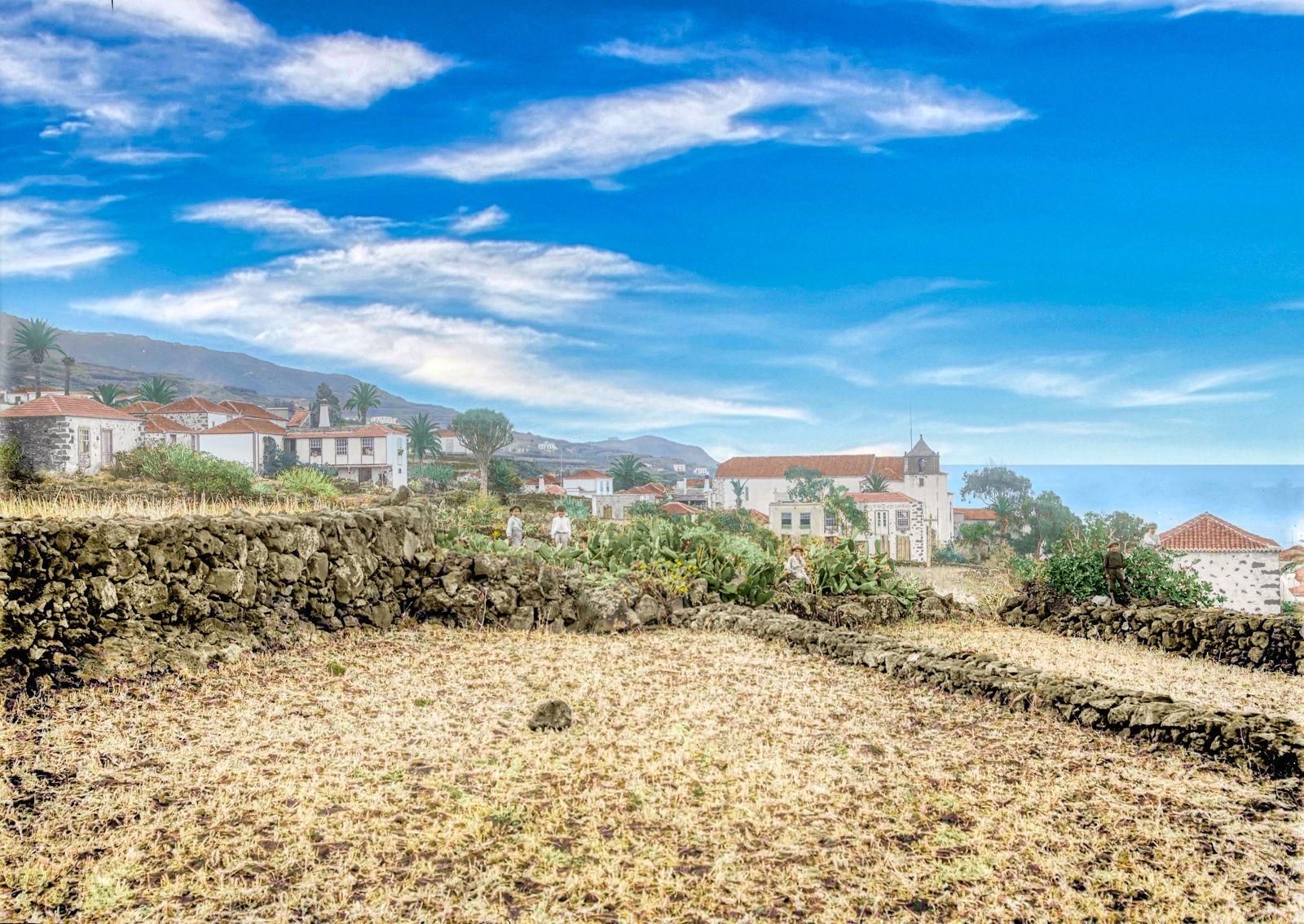 La Villa de San Andrés desde el Llano de San Sebastián. AGP. 1910. Restaurada y coloreada por Abraham Tomás Díaz Abreu.