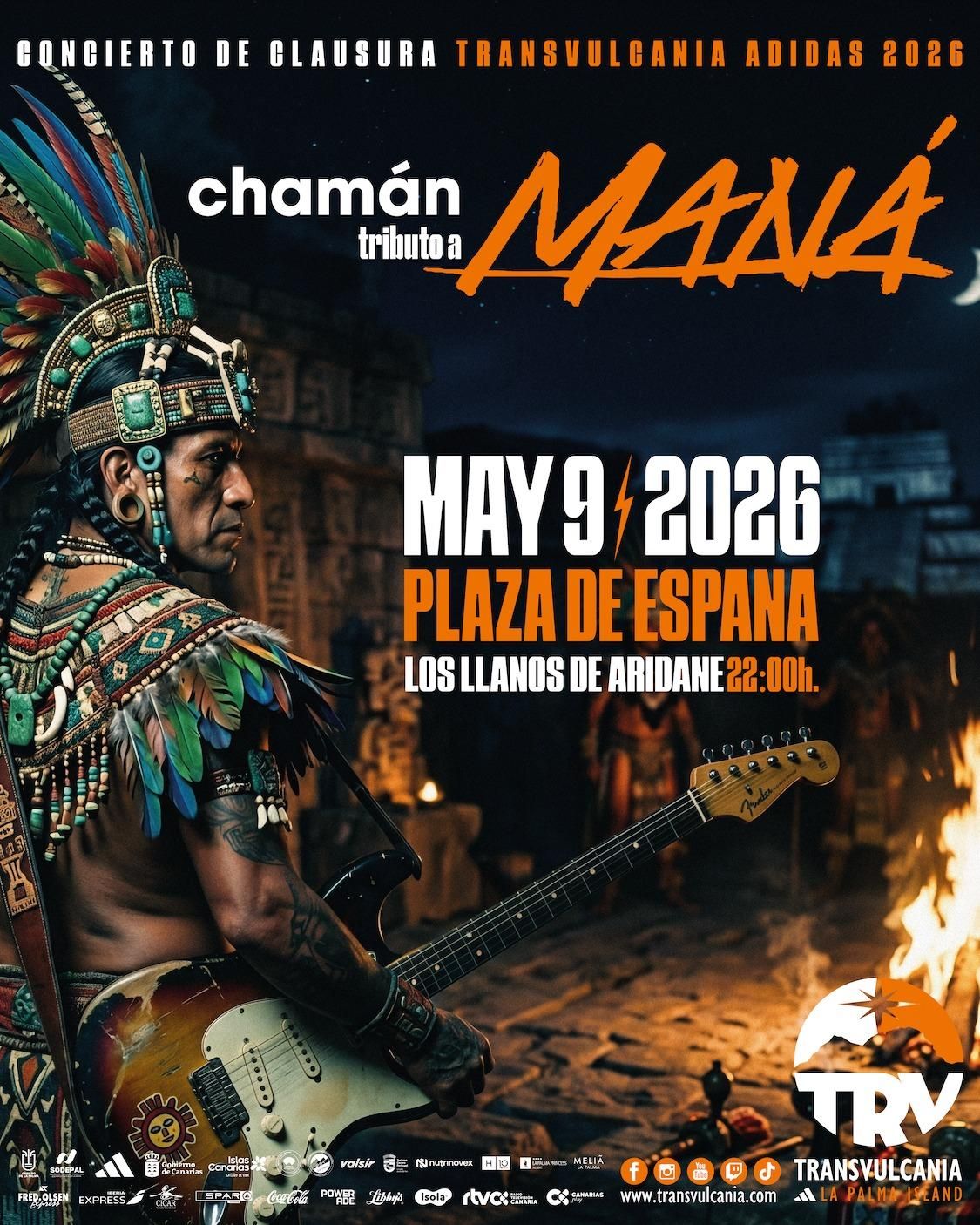 Chamán, tributo oficial a Maná en Europa, pondrá el broche musical a la Transvulcania adidas 2026.