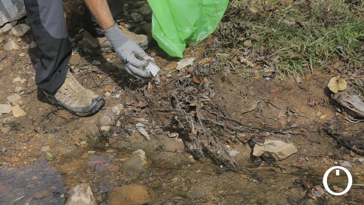 Limpieza de basura en el arroyo Pedroche