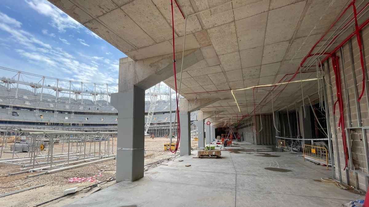 Estat dels treballs del nou estadi del València CF.