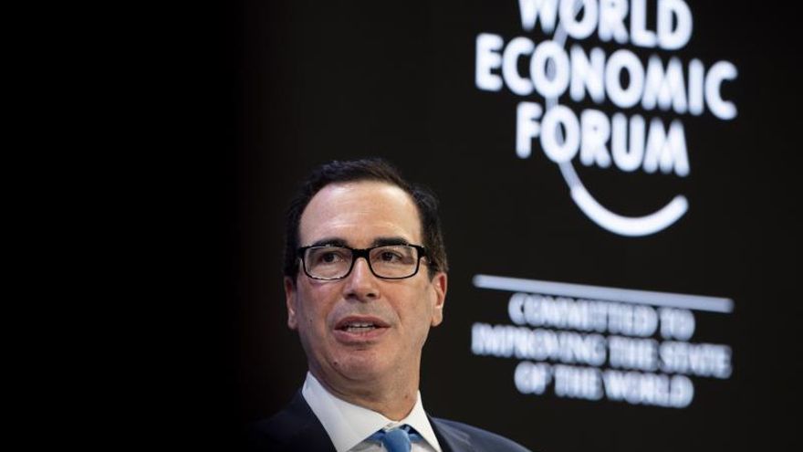 El secretario del Tesoro de Estados Unidos, Steven Mnuchin, el pasado martes en Davos (Suiza).