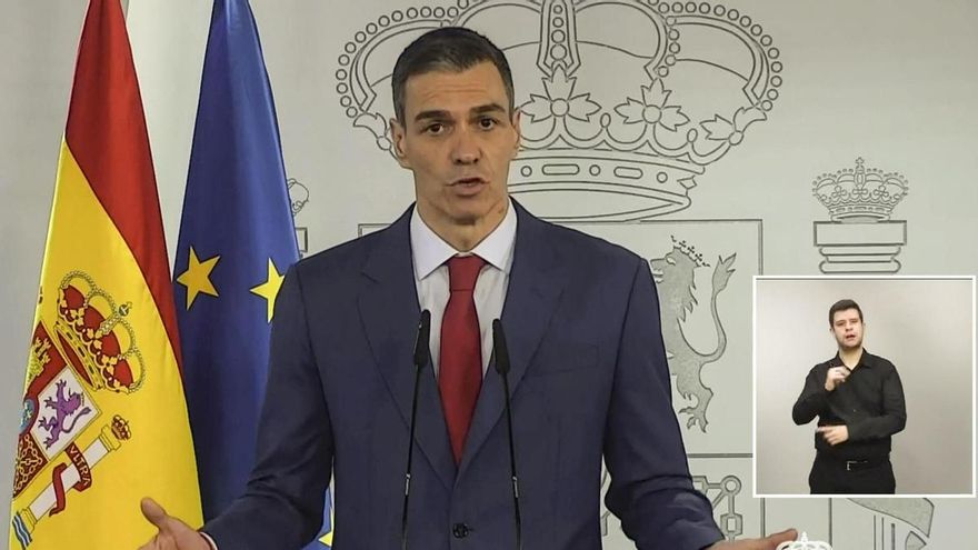 El presidente del Gobierno, Pedro Sánchez, en una declaración sin periodistas para anunciar la postura de España sobre la guerra de Irán.