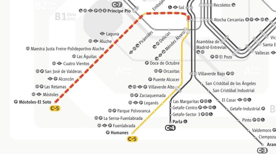 La C-5 de Cercanías Madrid, la línea más utilizada de España, sufrirá dos veranos de cortes para disparar su capacidad