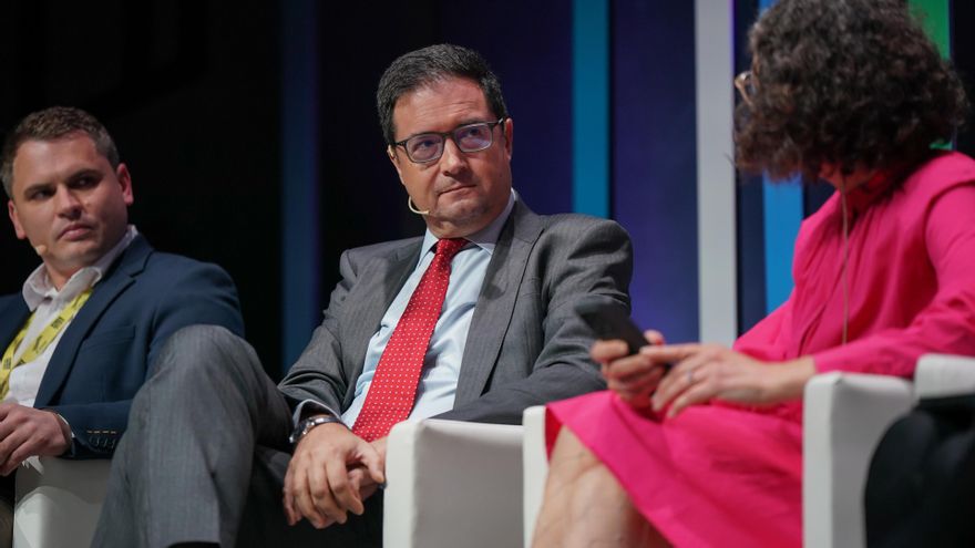 El ministro para la Transformación Digital y de la Función Pública, Óscar López, durante su participación en la Cumbre Global de la Alianza de Gobierno Abierto en Vitoria-Gasteiz