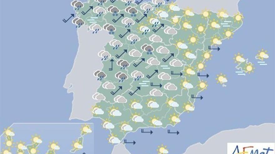 Hoy, precipitaciones importantes en el oeste peninsular y Galicia
