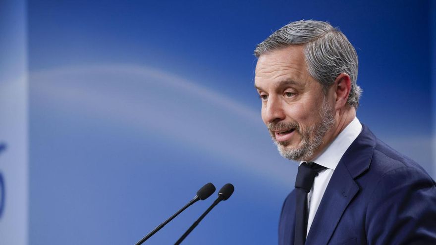 El vicesecretario del PP, Juan Bravo durante la rueda de prensa posterior a la reunión del Comité de Dirección del partido, este lunes en la sede de la calle Génova.