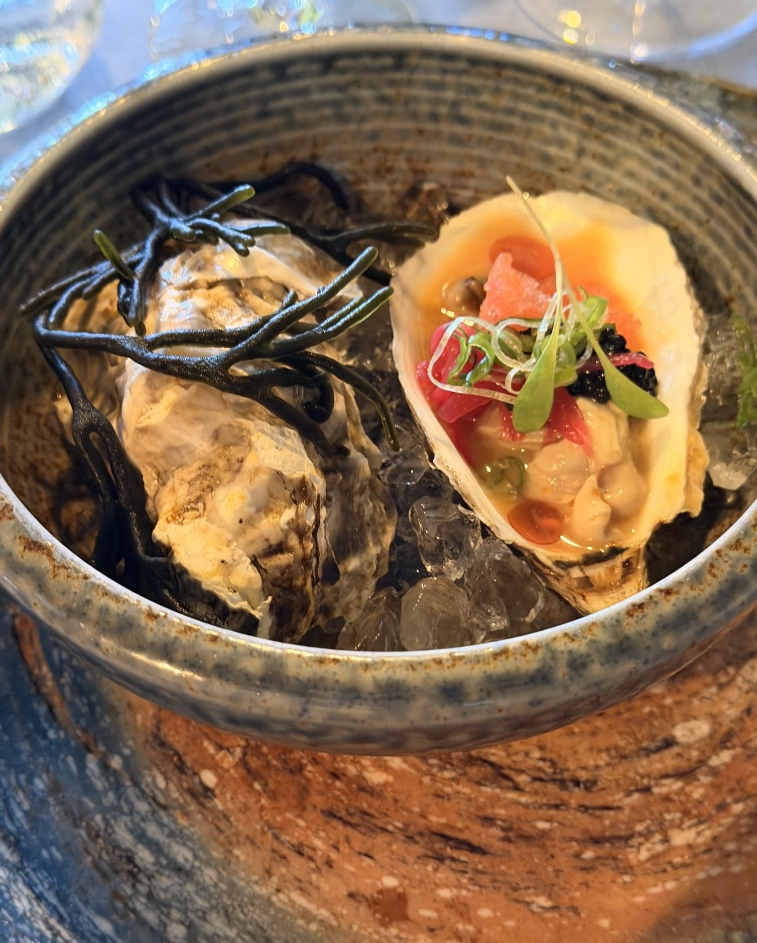 La ostra con granizado de naranja sanguina y rocoto