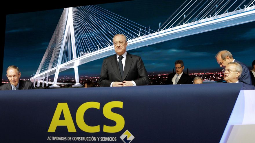 El presidente de ACS, Florentino Pérez (c), en una junta de accionistas de la compañía. EFE/ Carlos Pérez/Archivo