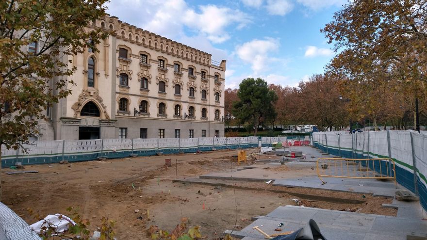 Obras Plaza España - lugar de instalación de la antigua fuente