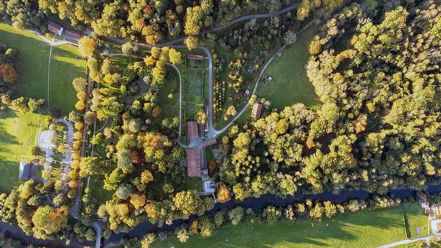 Vista aérea del Señorío de Bertiz, en Navarra.