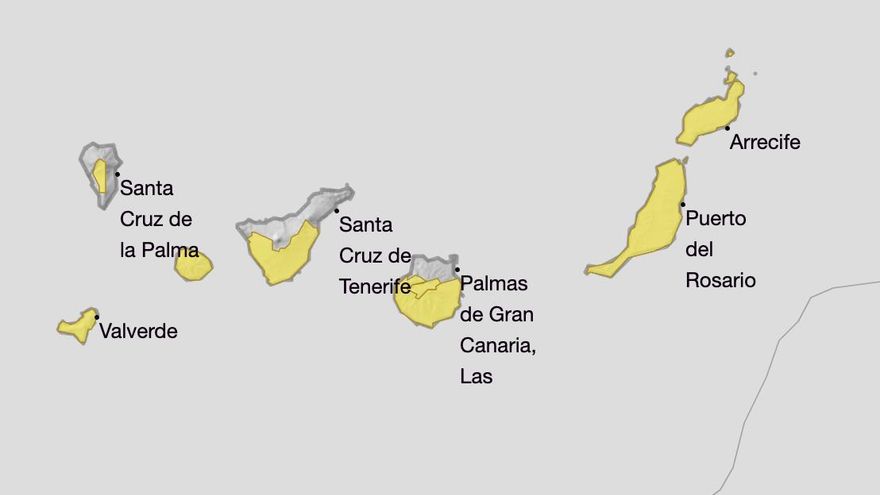 Aemet pone en aviso amarillo a todas las islas de Canarias por altas temperaturas