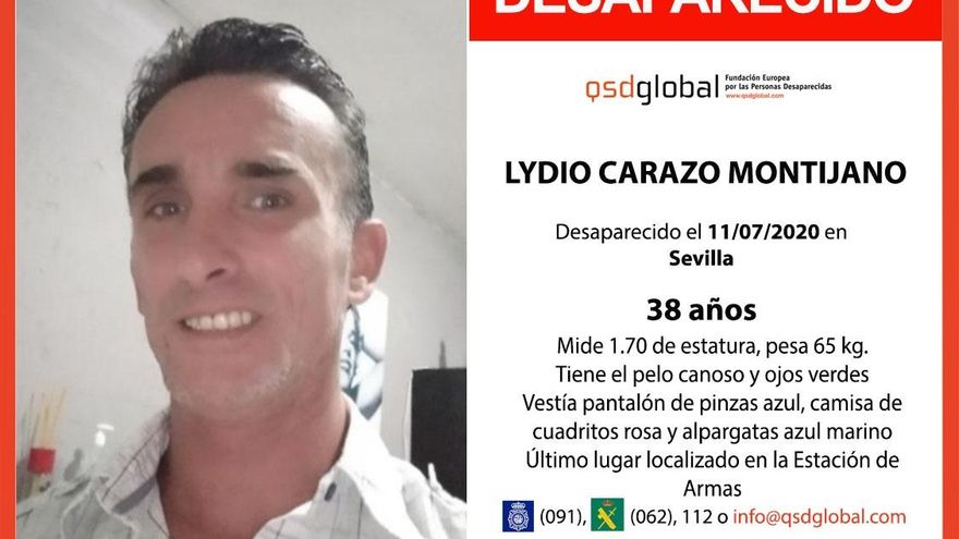 Cartel alertando de la desaparición de Lydio Carazosev