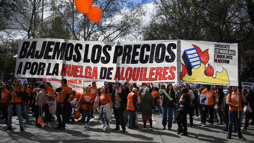 Una pancarta en la manifestación por la vivienda en Madrid.