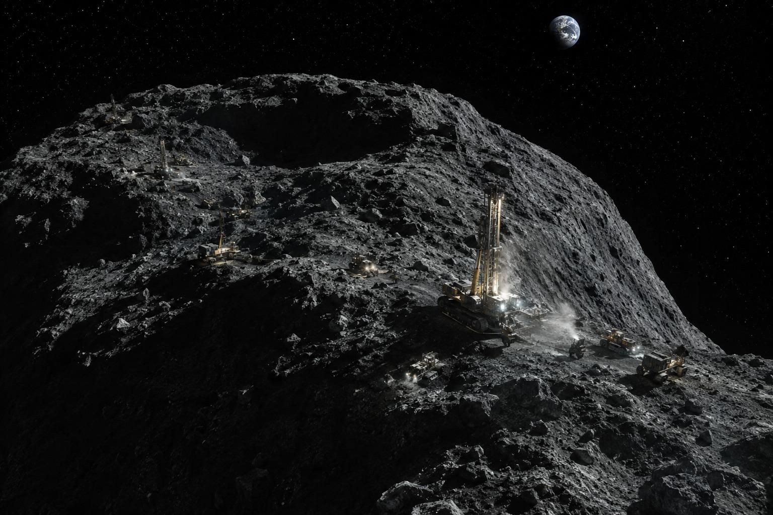 Ilustración minería espacial.