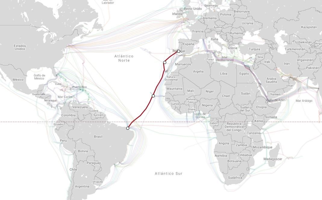 El cable submarino EllaLink, que ha entrado en servicio este mes de junio.