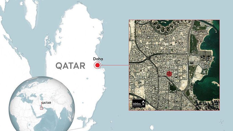 Mapa del lugar del ataque en la capital de Qatar, Doha.