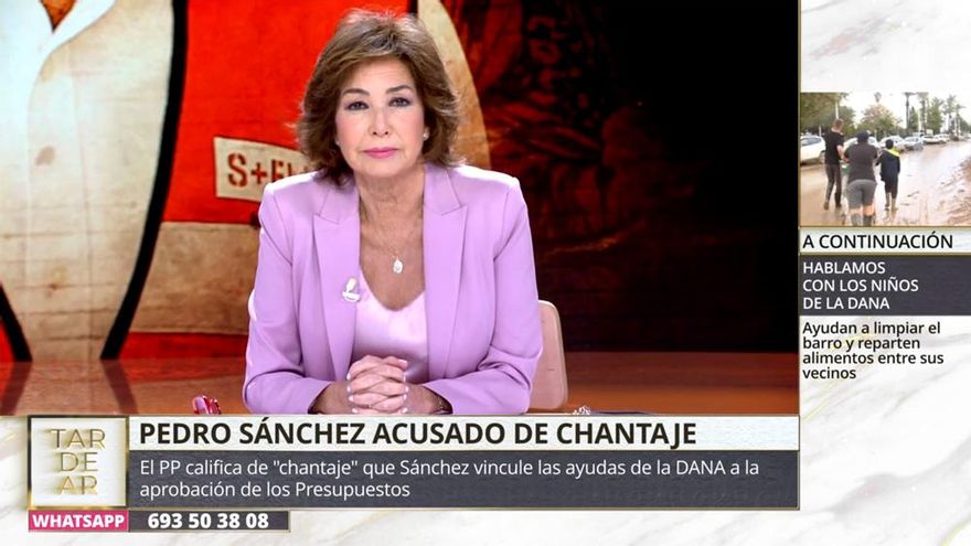 Ana Rosa Quintana aborda las acusaciones de difundir un bulo con otro bulo que liga Presupuestos y ayudas a la DANA