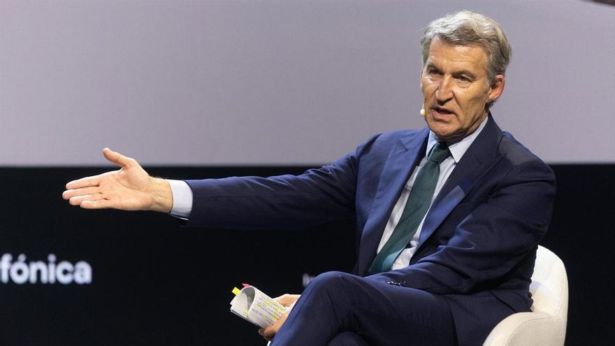 El presidente del Partido Popular, Alberto Núñez Feijóo, durante el XXIX Congreso Nacional de la Empresa Familiar, a 5 de octubre de 2026, en Madrid (España).