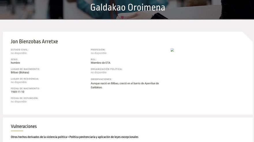 Captura de pantalla de la página en la que aparece Jon Bienzobas.