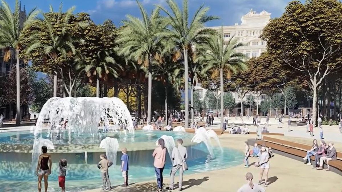 Lámina de agua junto a la fuente a modo de playa artificial eliminada del proyecto.