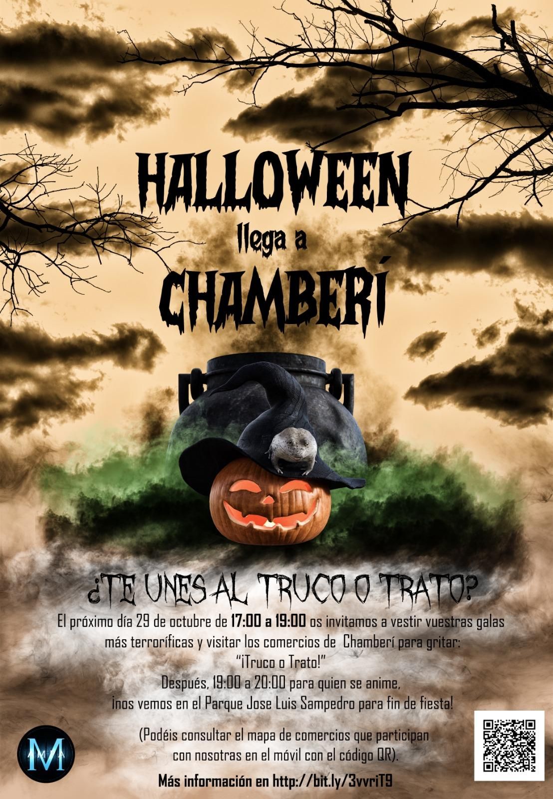 Cartel de la ruta de truco o trato 2021 en Chamberí