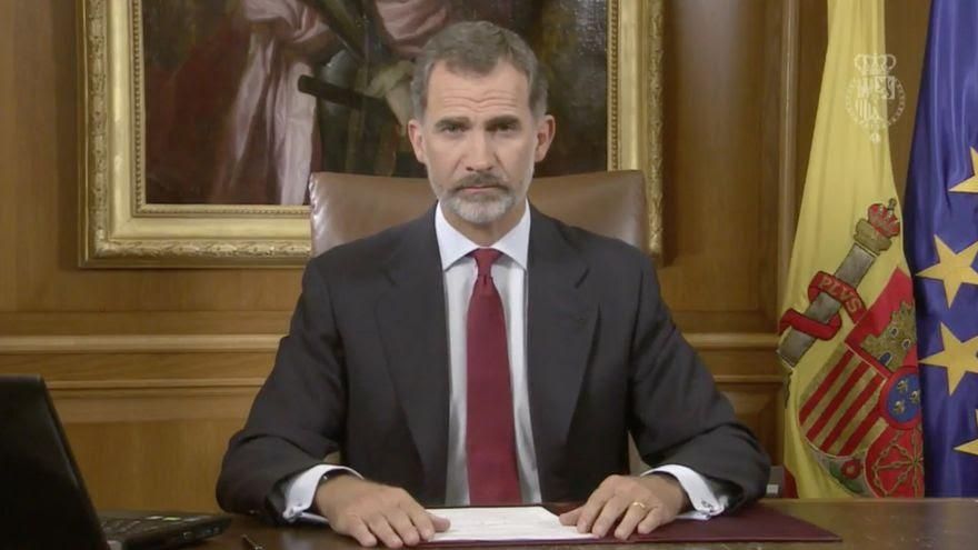 Felipe VI durante un discurso televisado