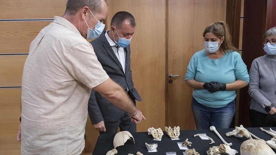 Muestra de los huesos hallados en el cementerio de los Canarios, Gran Canaria