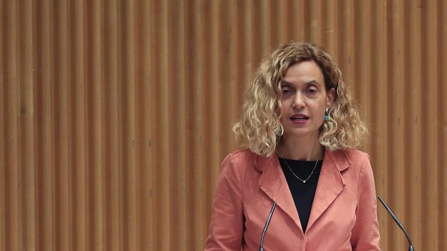 La presidenta del Congreso, Meritxell Batet interviene en el acto "Mujeres Afganas bajo protección internacional en España. Presente y futuro de los Derechos Humanos de las mujeres afganas", organizado por la Asociación European Network of Migrant Women (ENoMW), este martes en el Congreso. EFE/ Fernando Alvarado